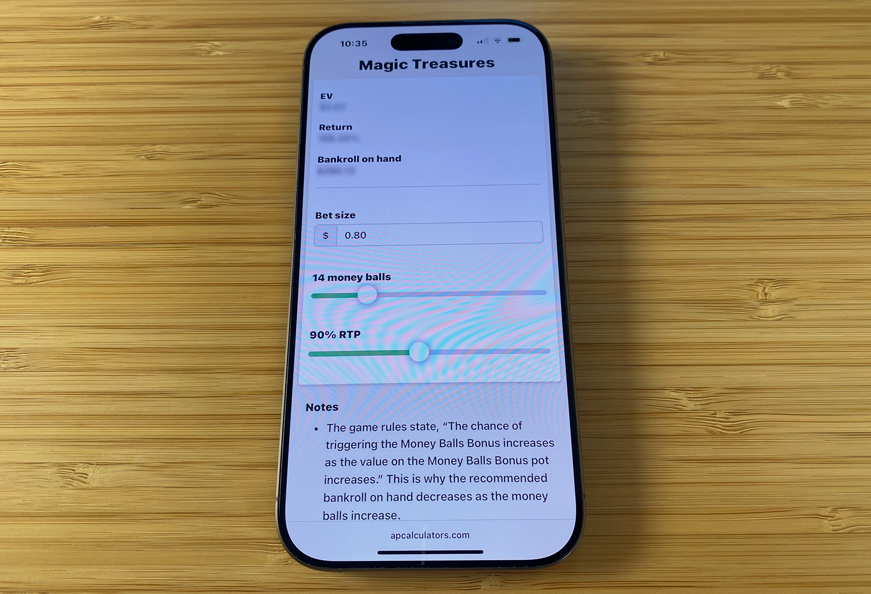 Magic Treasures calculator